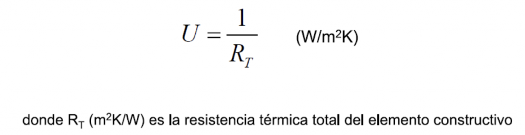 fórmula transmitancia térmica