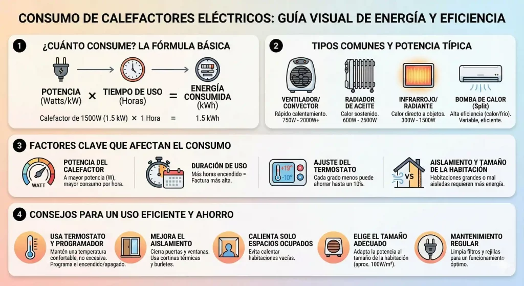 cuánto consume un calefactor eléctrico